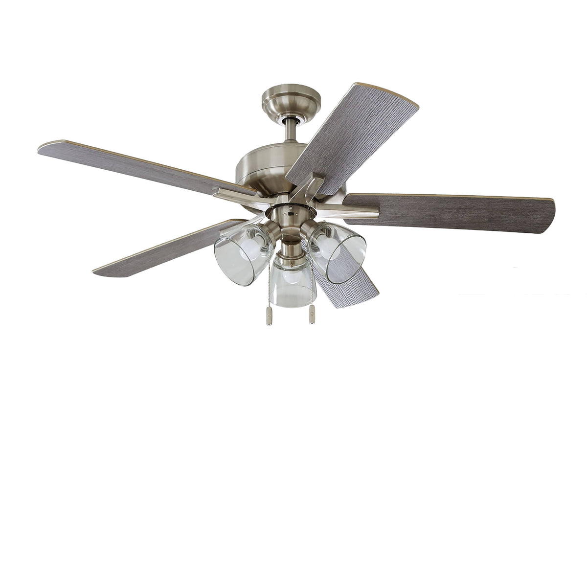 Better Homes & Gardens 52 inch Nickel Coastal Ceiling Fan, 5 Reversible Blade, 3 LED Bulbs Included