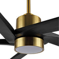 WINGBO 54 DC Ceiling Fan with Lights and Remote Control, 5 Reversible Carved Wood Blades Brass/Black